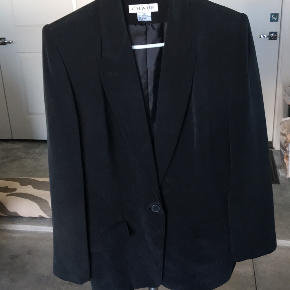 Chaus Charcoal Gray Silk Blazer Sz 12
